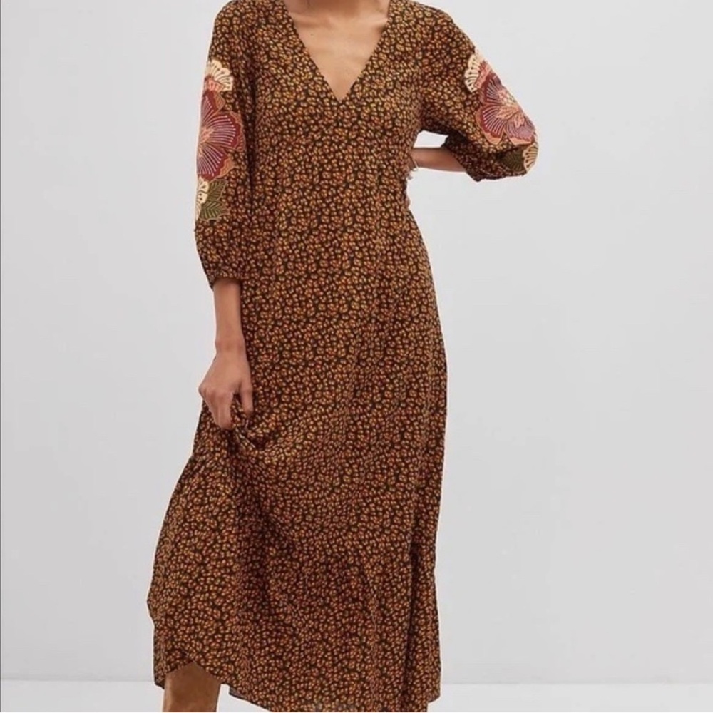 FARM Rio for Anthropologie Floral V-Neck Dress